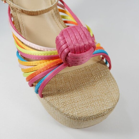 Larroude Valerie Knotted Satin Platform Sandals Sz 8.5 Multi 140MM Heel NEW $330 - Picture 11 of 16